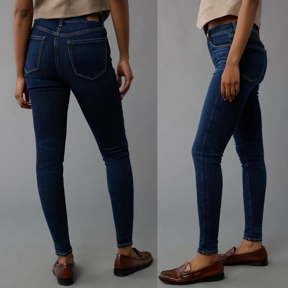 American Eagle AE Next Level High Waisted Jegging Dark Skinny Jeans Size 8 - Picture 2 of 11